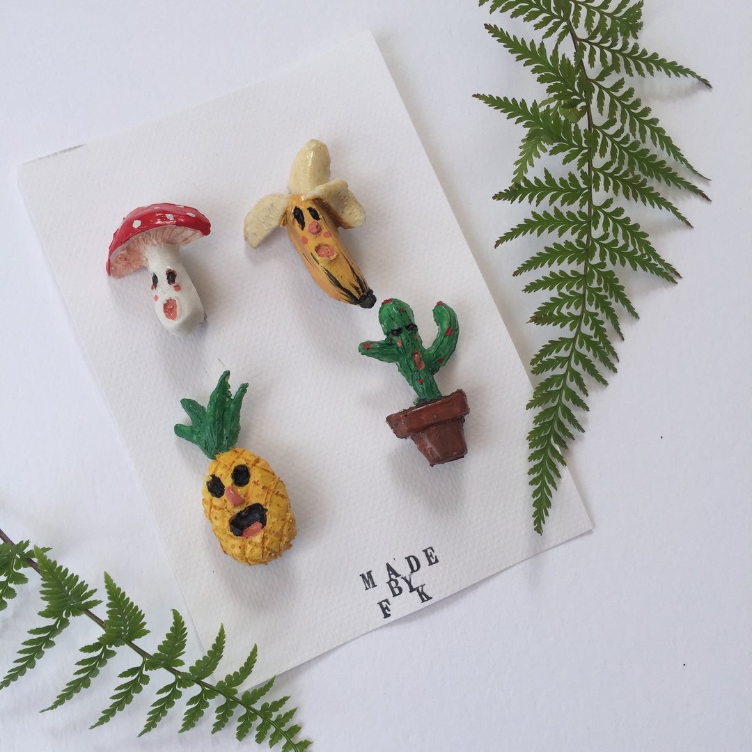 植物胸针(一组四件) - 胸针 - 其他材质 多色