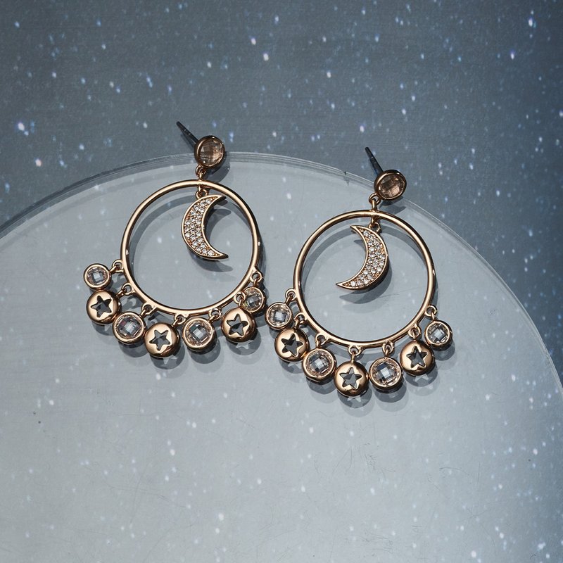 星月耀璨美钻耳环 (共两色) - 耳环/耳夹 - 铜/黄铜 金色