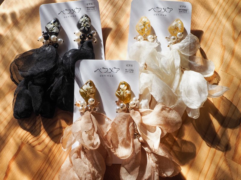 山归竺 - 耳环/耳夹 - 树脂 咖啡色