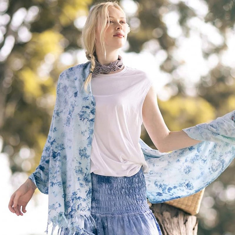 扎染围巾-冰法 - 丝巾 - 棉．麻 