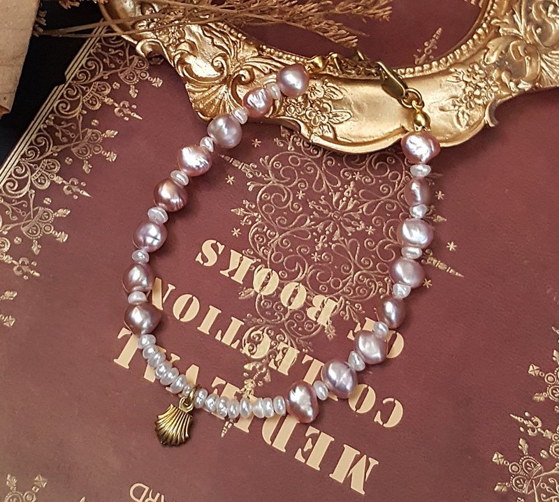 巴洛克风系列-海之恋 淡水珍珠黄铜手链 定制化 圣诞礼物 - 手链/手环 - 珍珠 多色