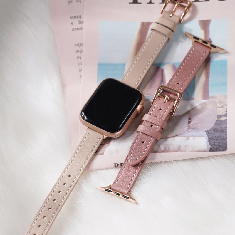 Apple watch - 【雾色】车线细皮革 苹果表带 - 表带 - 真皮 