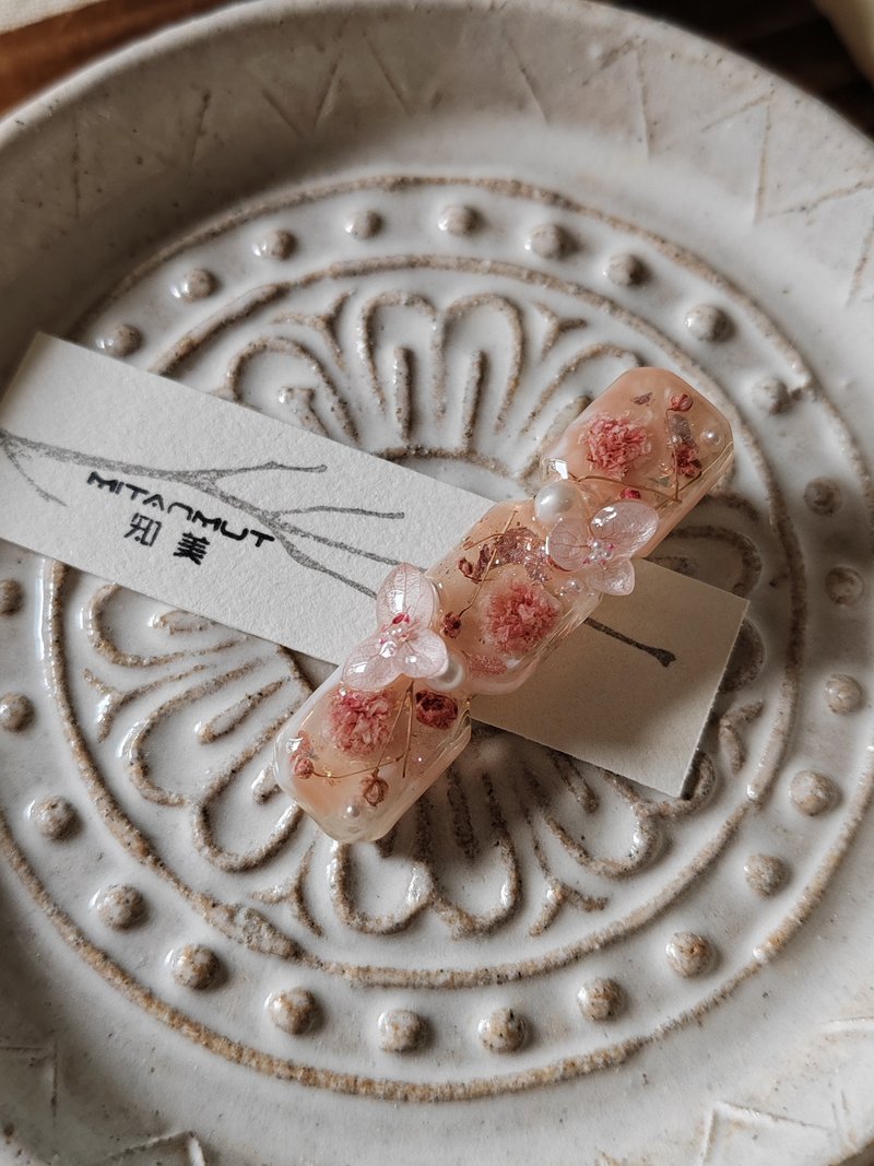 知美Mitanmut  金花钿 日系干燥花仙气原创小众真花手作项链发夹 - 项链 - 植物．花 粉红色