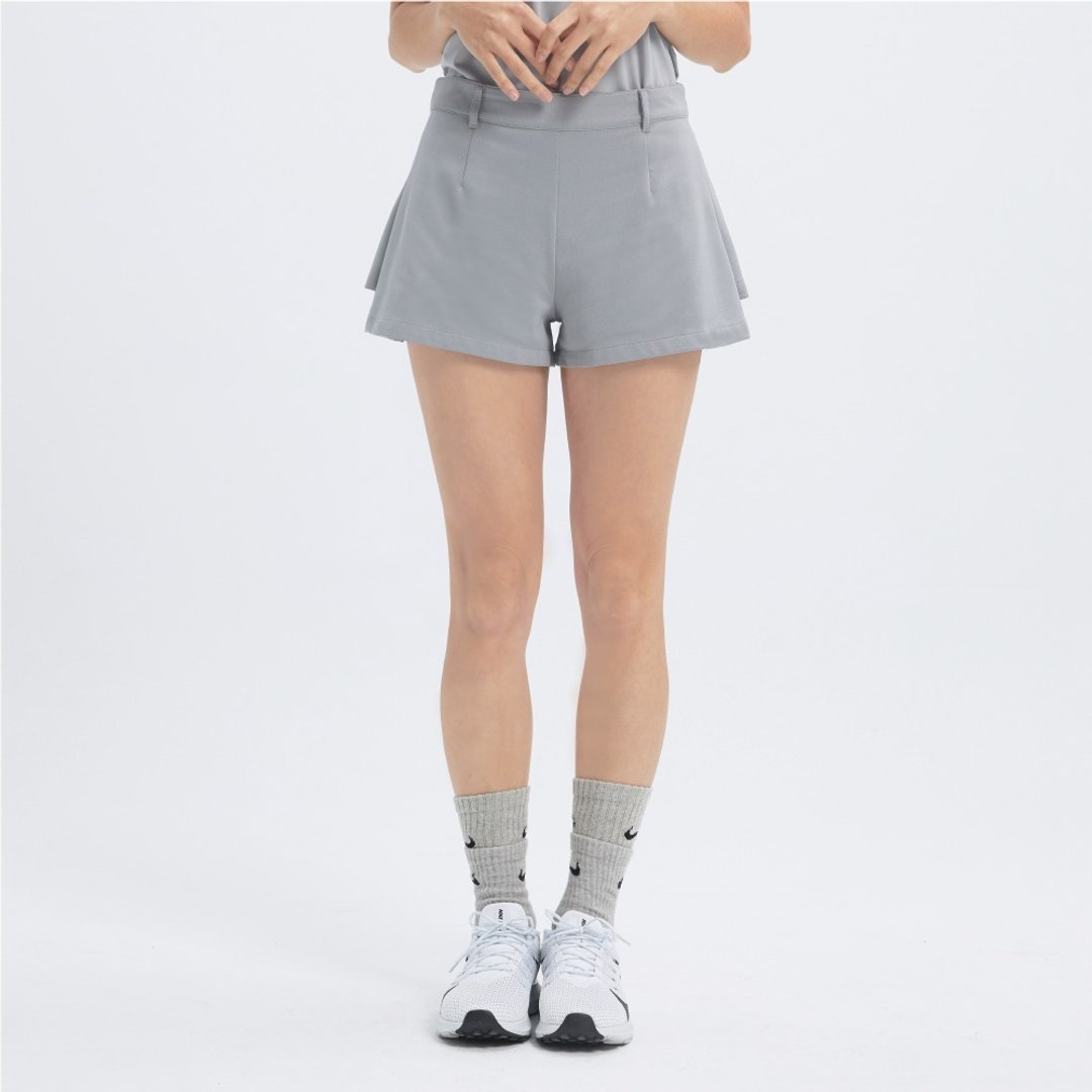 不可退换 /Sportswear打褶短裤-灰色 - 女装短裤 - 聚酯纤维 灰色