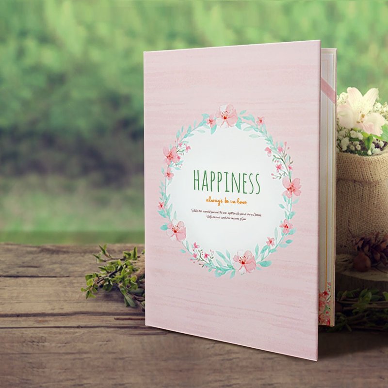 【快速出货】结婚书约夹(证书夹)-小清新 (粉红)-另可定制化名字 - 婚礼誓言书 - 纸 粉红色