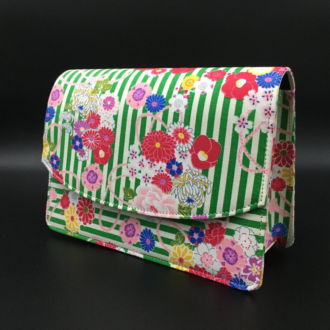 Japanese Flower Mini shoulder Bag Green Hello Tokyo - 侧背包/斜挎包 - 棉 绿色
