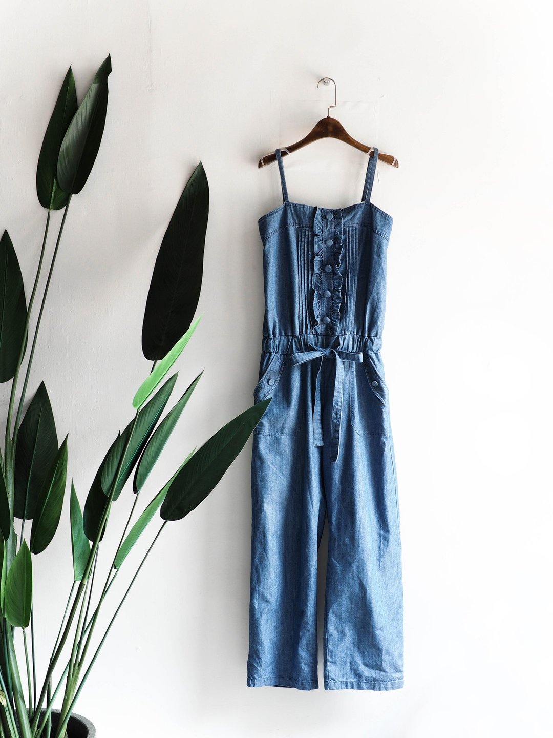 福岛海洋青春夏季恋爱时光 古董连身丹宁吊带长裙 overalls dress - 背带裤/连体裤 - 棉 蓝色