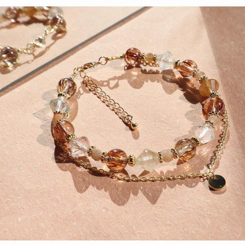 | 安夏 | 黑金超七系列 | 双链手链 | - 手链/手环 - 水晶 橘色