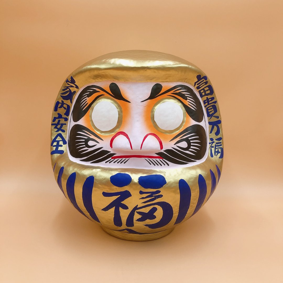 【招福祈愿】达摩不倒翁 だるま 金色 30cm 摆设 送礼 许愿 DIY - 摆饰 - 纸 金色