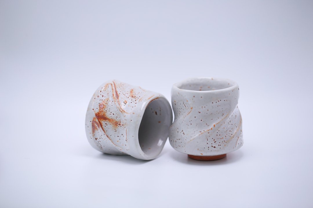 风洞志野釉杯组 - 茶具/茶杯 - 陶 白色