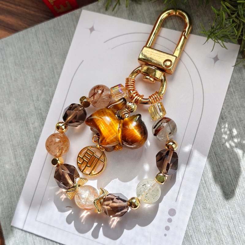 【虎眼叮当猫小吊饰】招财 - 吊饰 - 水晶 咖啡色