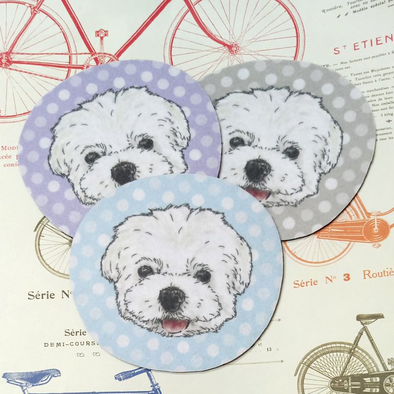 马尔济斯-大头杯垫-不织布吸水杯垫~ - 杯垫 - 聚酯纤维 