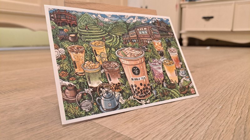 LiTTSE 台湾印象  城市插画系列 珍珠奶茶 手绘风味 明信片 - 卡片/明信片 - 纸 