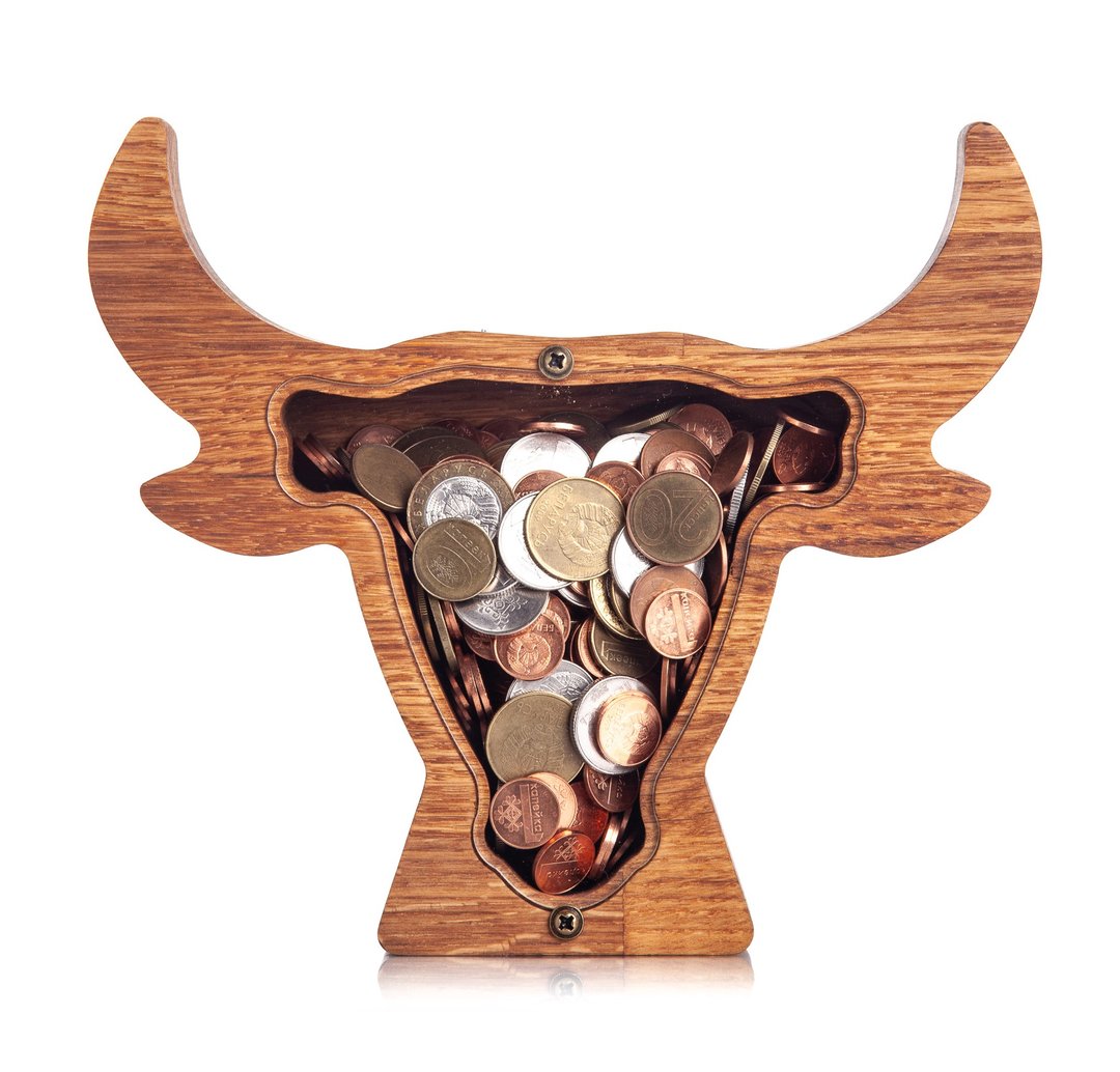BULL wooden piggy bank for boy girl kid adult  waldorf toy Baby birthday - 储蓄罐 - 木头 