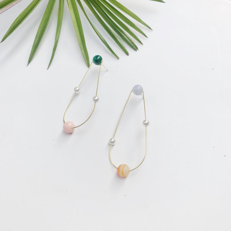 芸所小行星水滴耳钉珍珠耳夹极简耳饰 - 耳环/耳夹 - 其他金属 金色