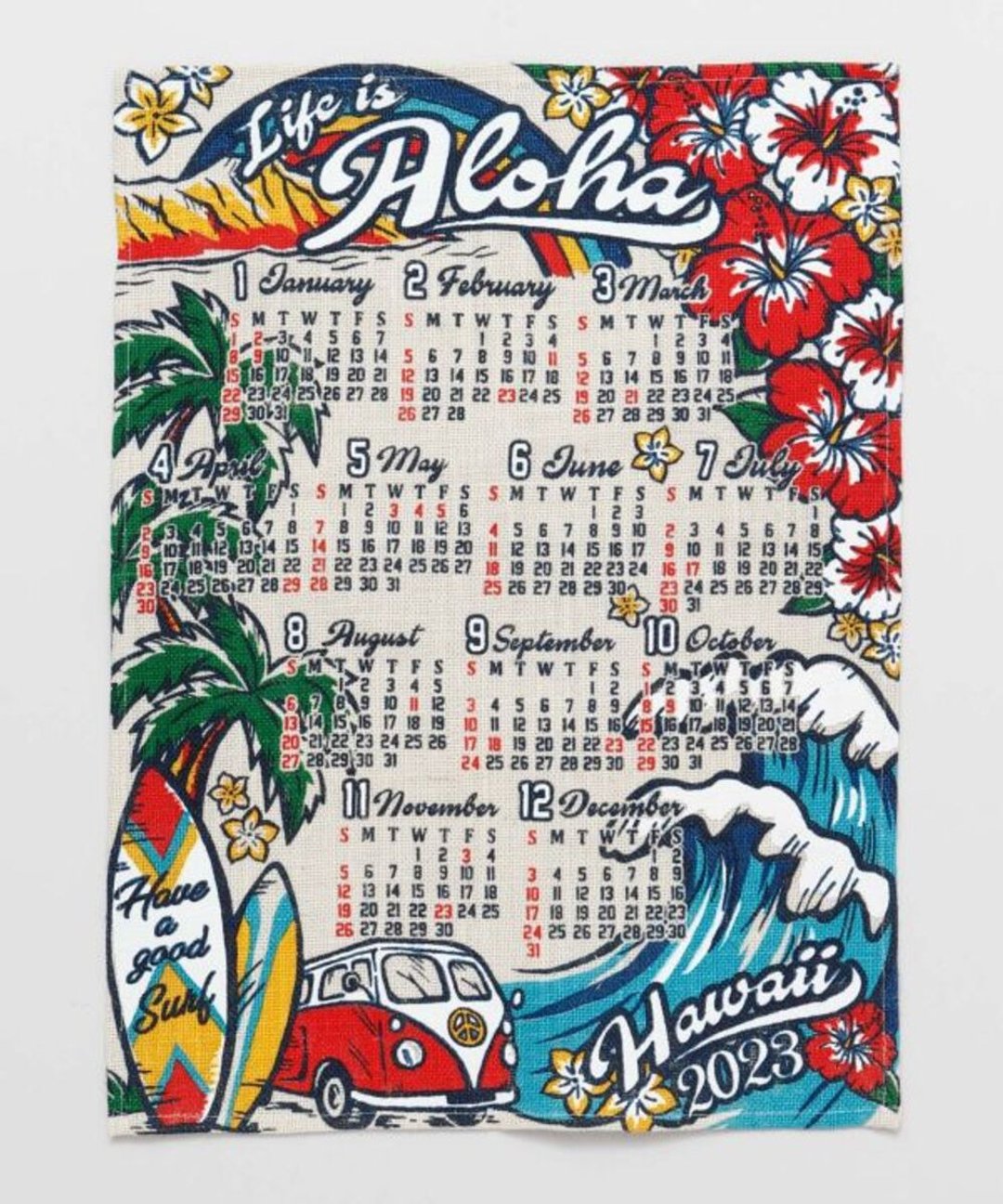 印度制 2023夏威夷ALOHA年历挂历 - 海报/装饰画/版画 - 棉 