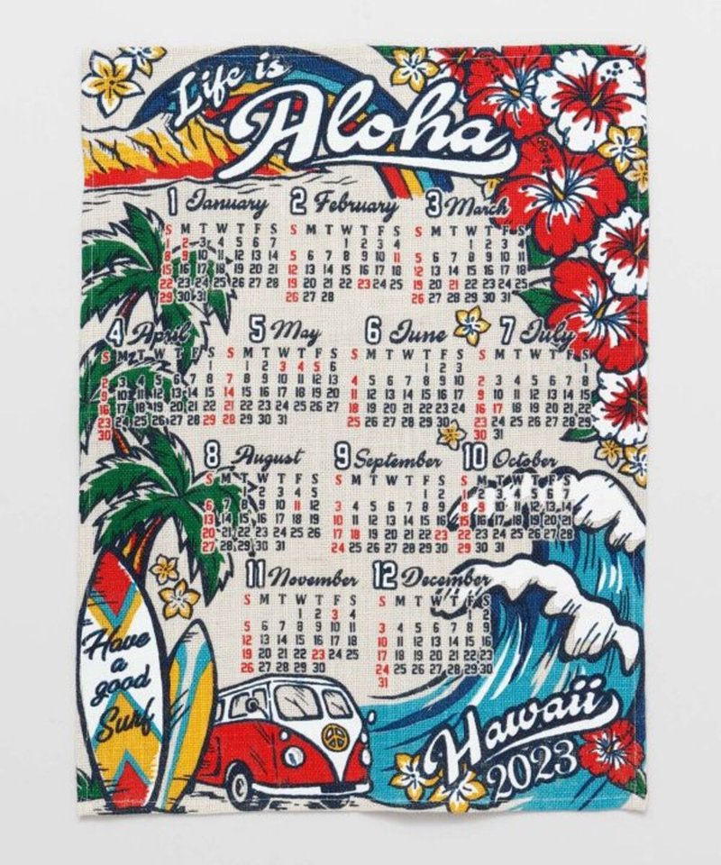印度制 2023夏威夷ALOHA年历挂历 - 海报/装饰画/版画 - 棉．麻 