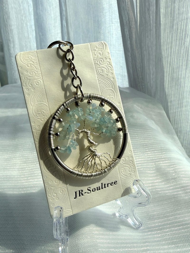 蓝韵心语丨海蓝宝 + 蛋白石 水晶生命树 吊饰/钥匙圈 开运 礼物 - 钥匙链/钥匙包 - 宝石 蓝色