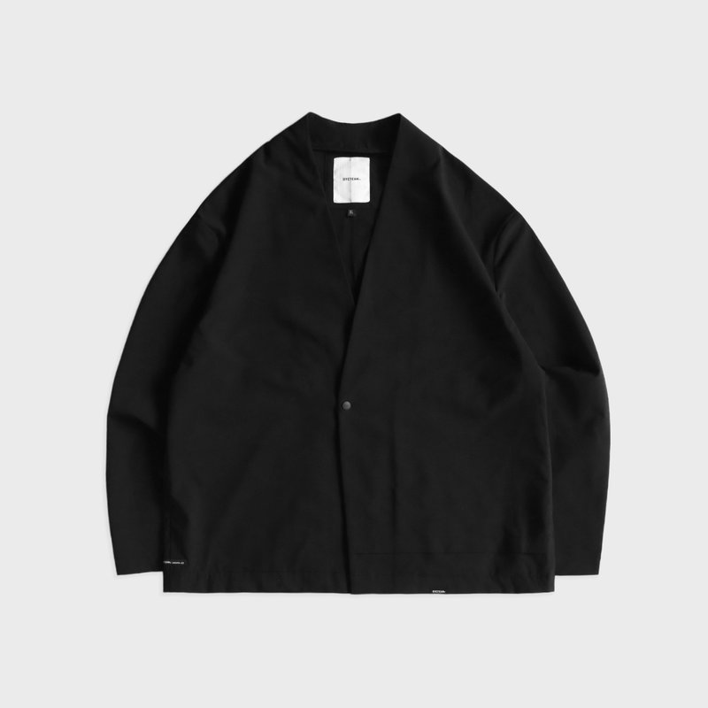 DYCTEAM - See-through Collarless Blazer (black) - 男装外套 - 其他材质 黑色