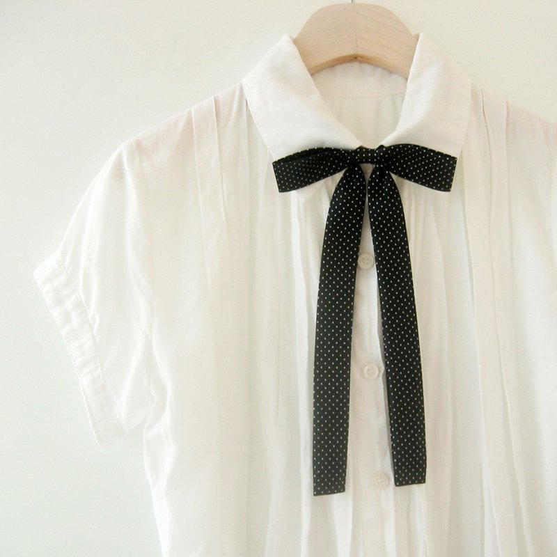 White dot tie,White dot neck tie for woman,wedding,Ribbon necktie,Skiny - 领结/领巾 - 其他材质 白色