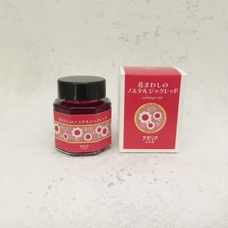 [Adelia Retro] 钢笔墨水，怀旧红色，带有花痴红 - 墨水 - 颜料 红色