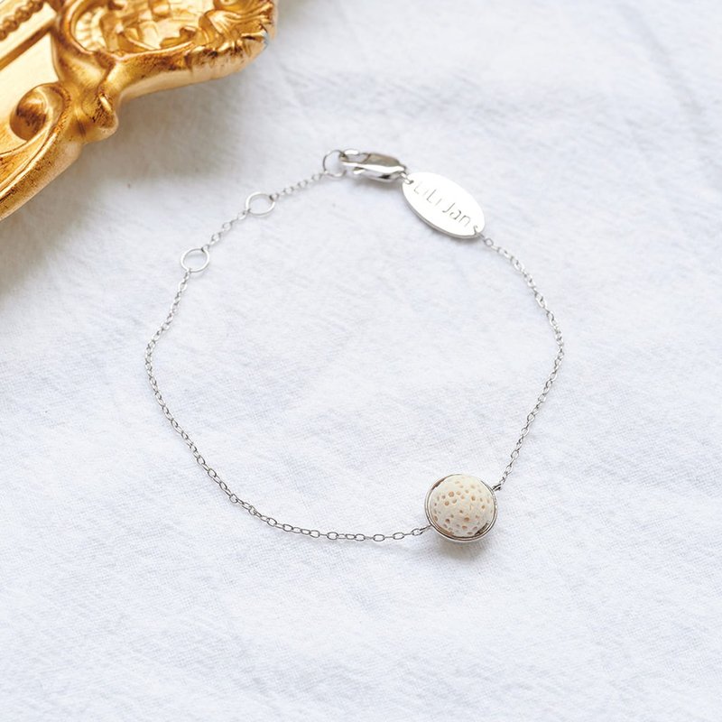 God bless【扩香火山岩】镀18K金925纯银手环_纯净白 - 手链/手环 - 宝石 白色