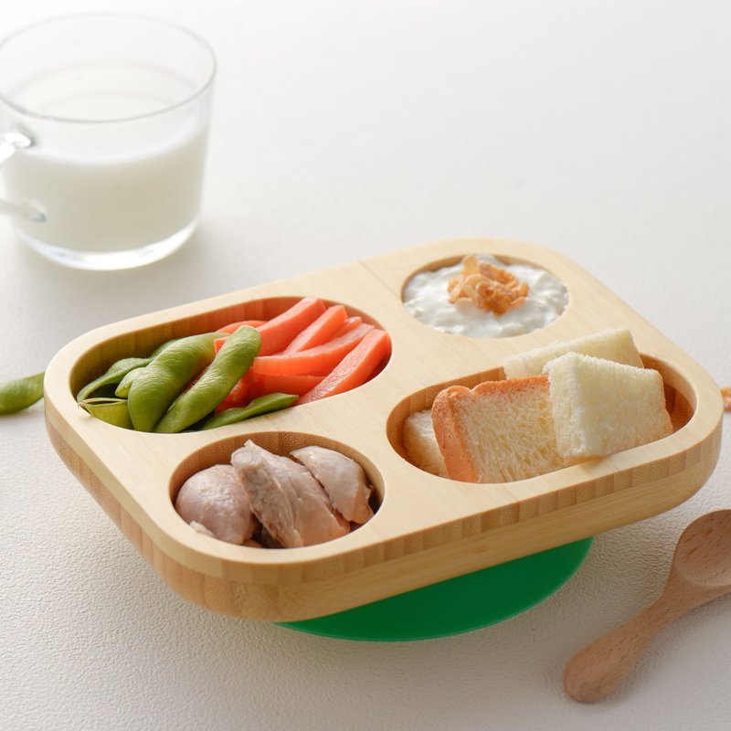 【LABOOS 乐铺】健康儿童分隔餐盘 小人的好物 送礼 餐盒 送礼 - 儿童餐具/餐盘 - 竹 绿色
