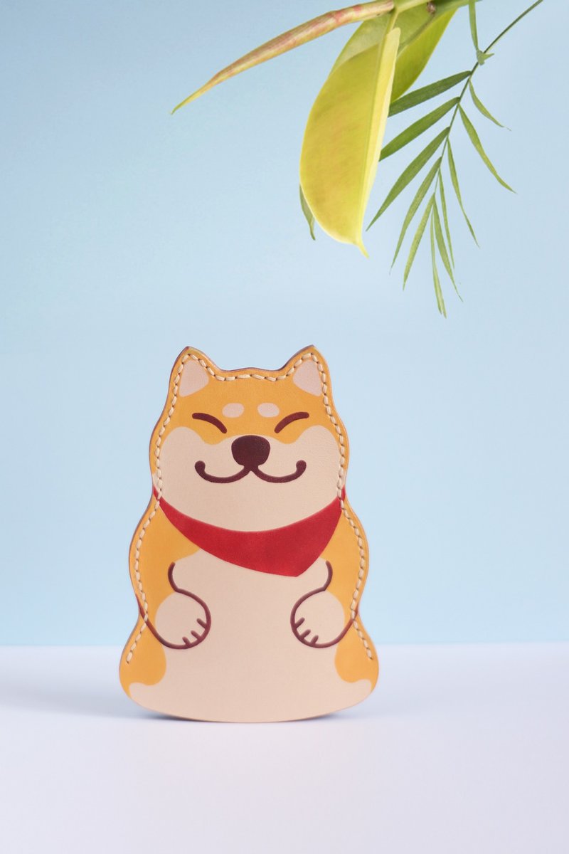 手工 植鞣牛皮柴犬汽车钥匙包 卡通抽拉式 - 钥匙链/钥匙包 - 真皮 