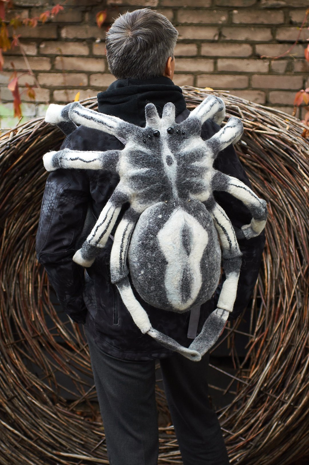 Spider Backpack, unusual bag made to order - 后背包/双肩包 - 羊毛 黑色