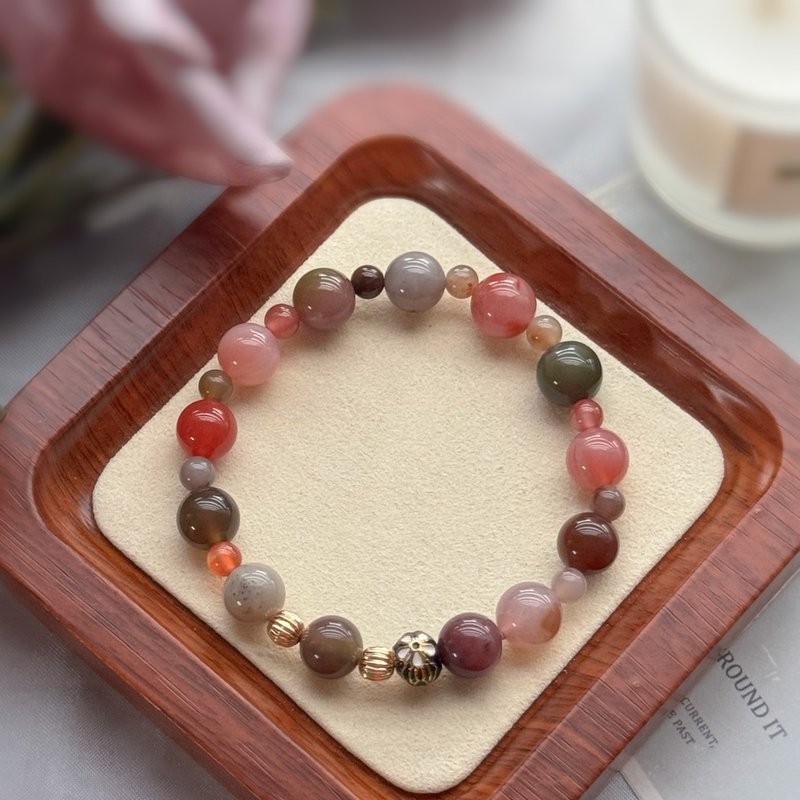 AZ-多彩盐源玛瑙圆珠手串 - 手链/手环 - 宝石 