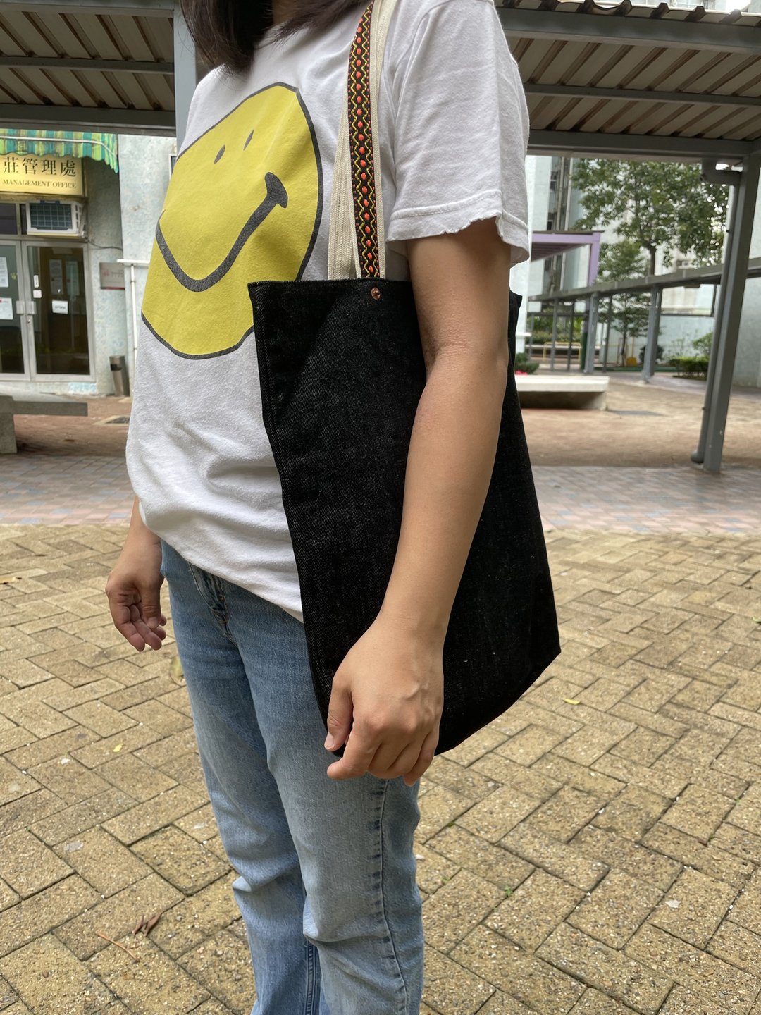牛仔布手提包 - 手提包/手提袋 - 棉 