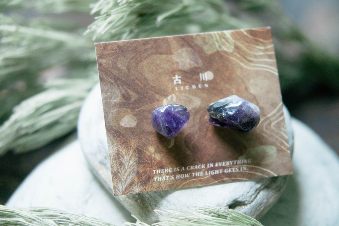 CRACK | 矿物系耳环 |  EARRINGS - 耳环/耳夹 - 玉石 紫色
