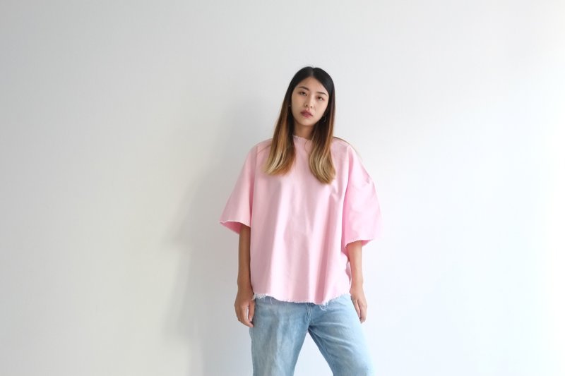 PINK denim tee - 女装上衣 - 棉．麻 粉红色