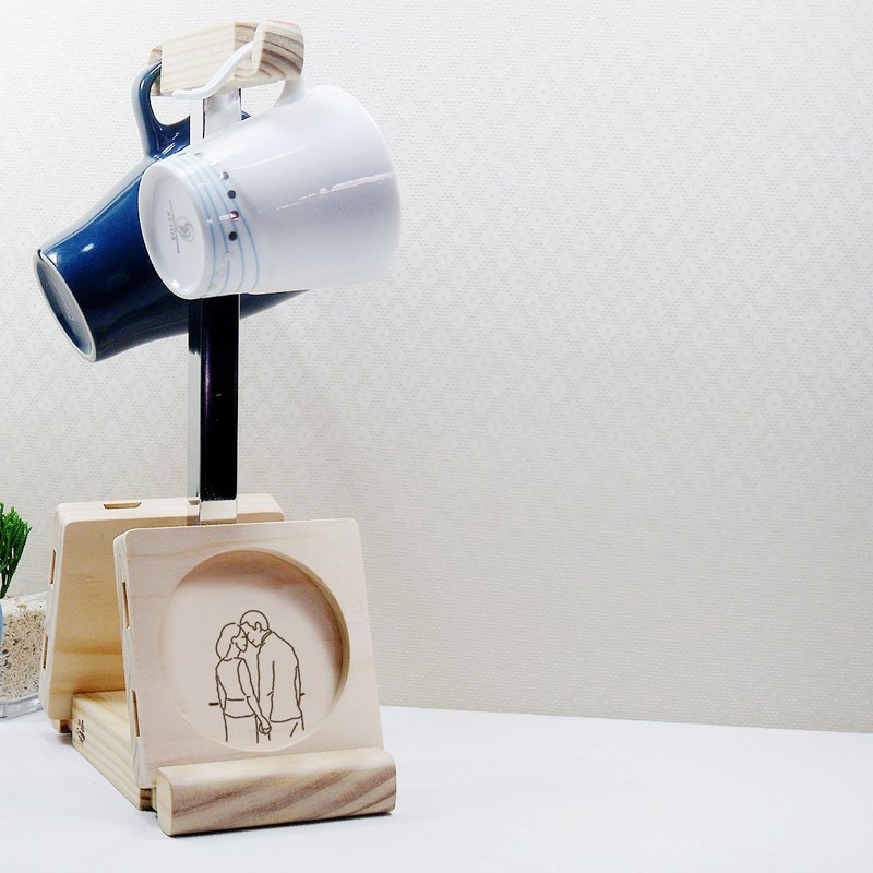 新婚快乐  执子之手 杯垫 囍事连连 马克杯挂架 定制名字 圣诞节 - 木工/竹艺/纸艺 - 木头 咖啡色