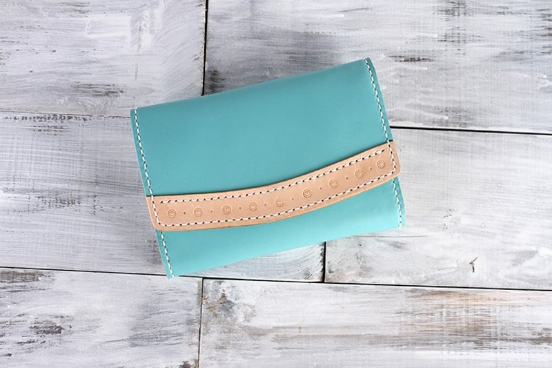 【切线派】真皮纯手工首饰收纳包 蒂芙尼蓝 - 化妆包/杂物包 - 真皮 蓝色