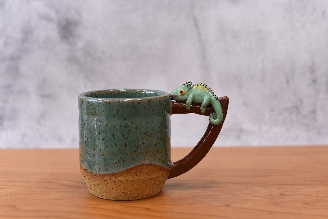 变色龙200cc手工绿色陶杯 - 其他杯子 - 陶 