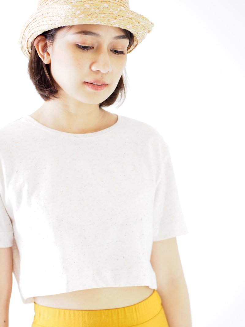 ByTheSea Crop Tee - OffDot - 女装 T 恤 - 棉．麻 白色