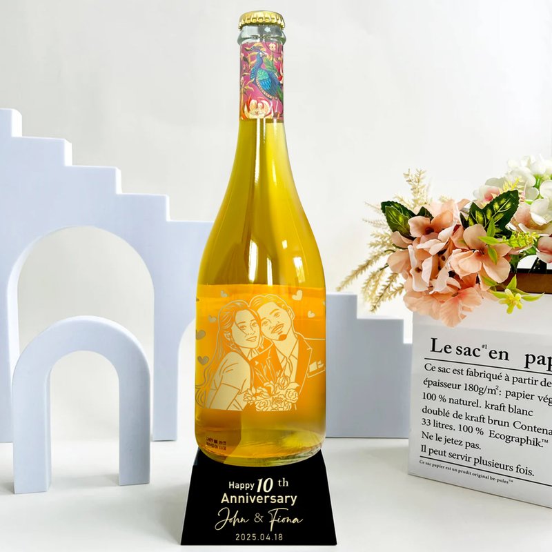 Saicho 无酒精气泡茶礼盒 文字人像订制香槟杯 庆祝套装 浪漫仪式 - 其他 - 玻璃 