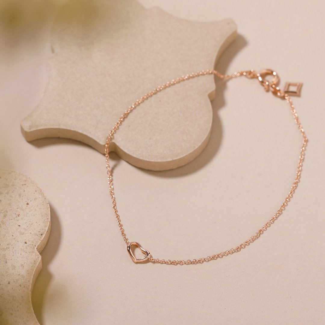 line heart bracelet PG 无镍手链 成熟爱心手链 玫瑰金 - 手链/手环 - 其他金属 粉红色