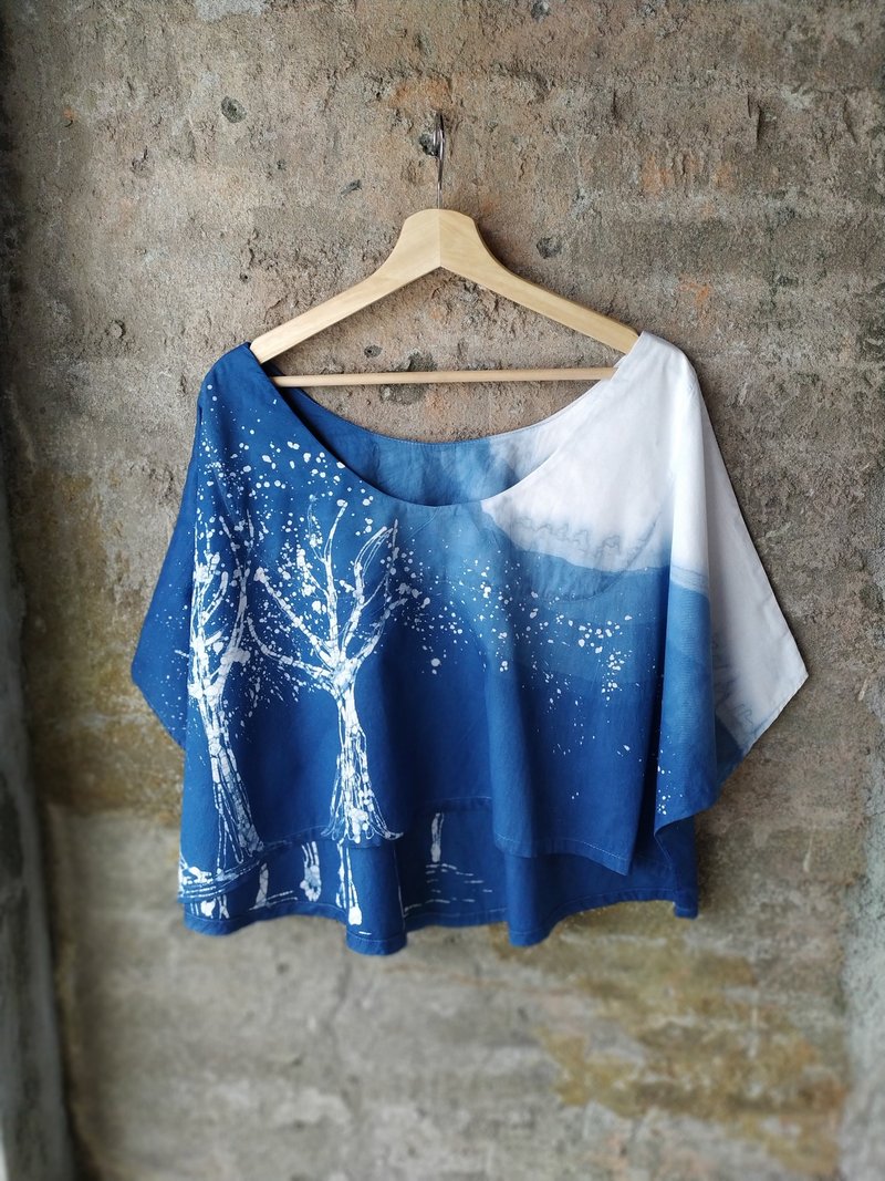 自在染isvara手工蓝染上衣共生系列宁静逸 - 女装上衣 - 棉．麻 蓝色