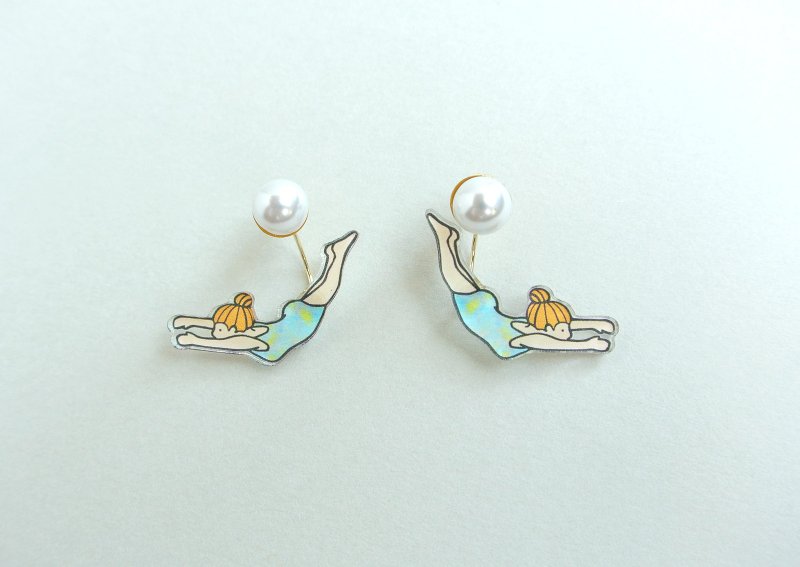 Dive - 耳环/耳夹 - 塑料 多色