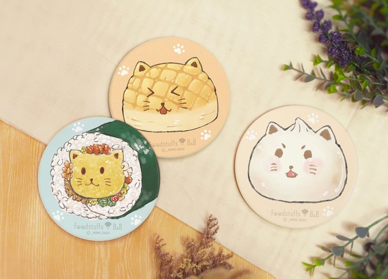 【扛梦山丘】制造幸福。可爱猫咪午茶时光。莺歌陶瓷吸水杯垫 - 杯垫 - 陶 白色