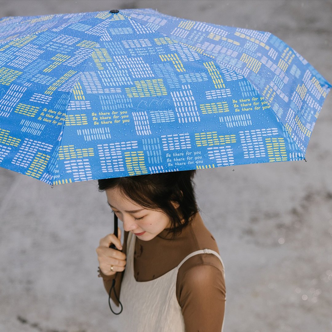 【rento】防晒黑胶安全自动伞-线条(蓝) - 雨伞/雨衣 - 防水材质 蓝色