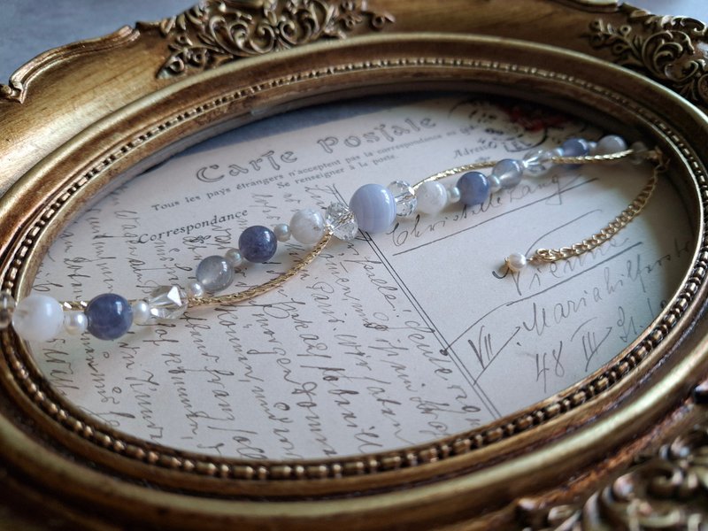 i sea you－古典神秘优雅双层手链－珍珠、堇青石、拉长石、白水 - 手链/手环 - 半宝石 白色