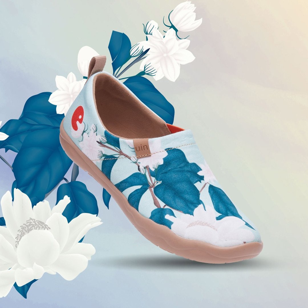 【 Uin 】西班牙原创设计 | 薄荷芍药 彩绘休闲 女鞋 - 女款休闲鞋 - 其他材质 白色