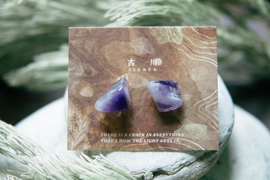 CRACK | 矿物系耳环 |  EARRINGS - 耳环/耳夹 - 玉石 紫色