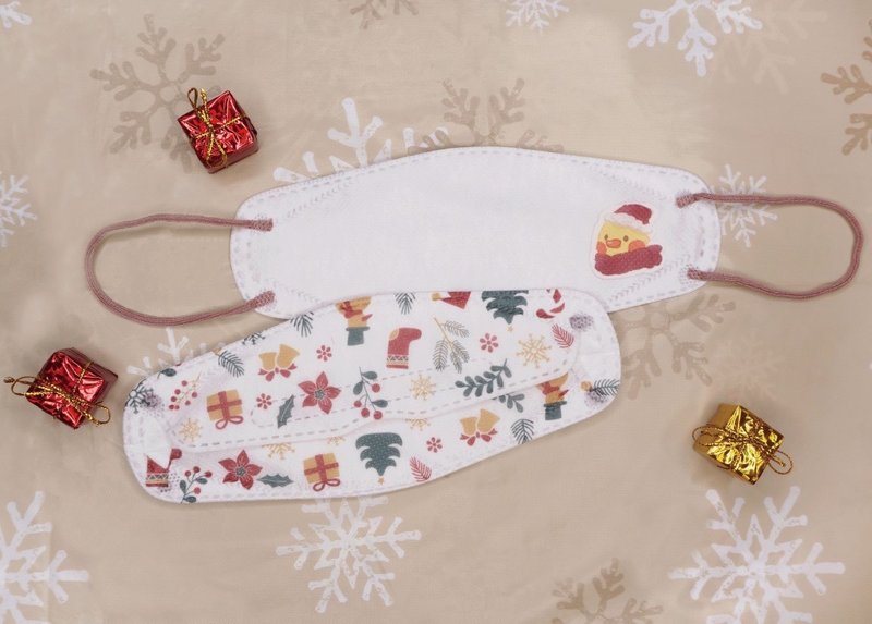 【奕纶台湾制】4D立体防护口罩_圣诞好暖鸭 (8入/盒 2款各4片) - 口罩 - 其他材质 白色