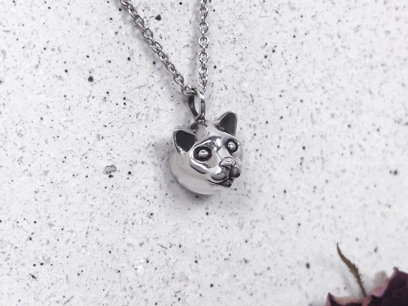 猫咪-纯银项链 - 项链 - 纯银 银色