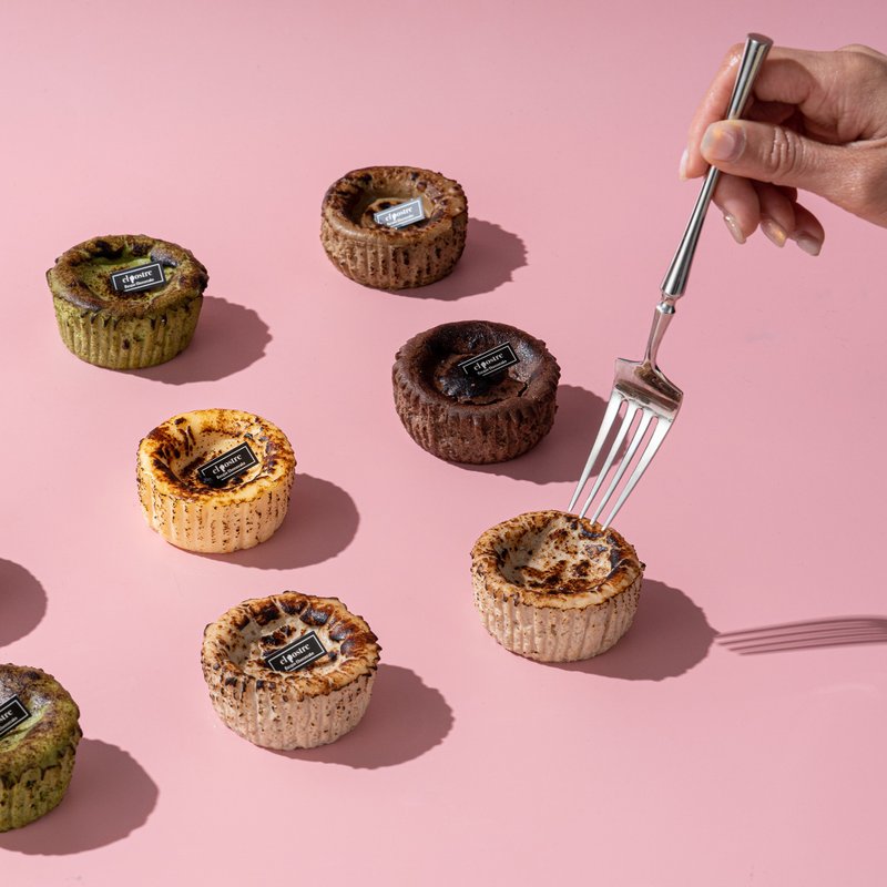 8cm迷你巴斯克蛋糕 2+2/组 原味雪莉 + 蔓越莓抹茶 - 蛋糕/甜点 - 新鲜食材 