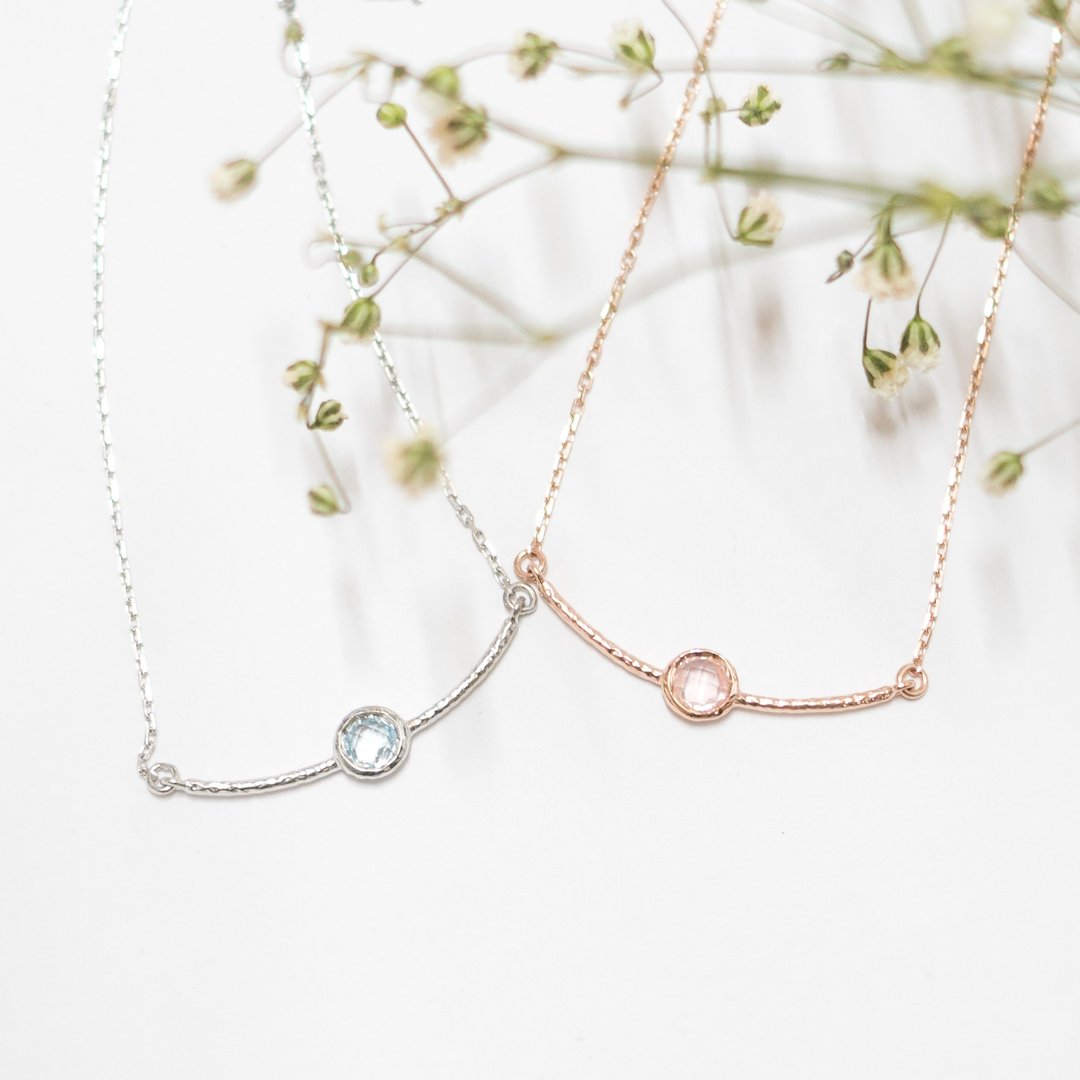 弧形微笑水晶颈链 Monro Smile Necklace - 项链 - 纯银 